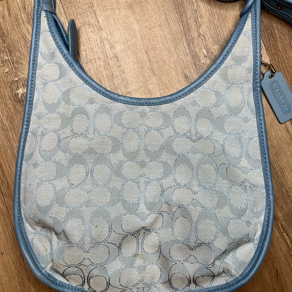 Coach Ergo Signature Jacquard Leather Marble Blue Azure Shoulder Bag Purse - Picture 2 of 9